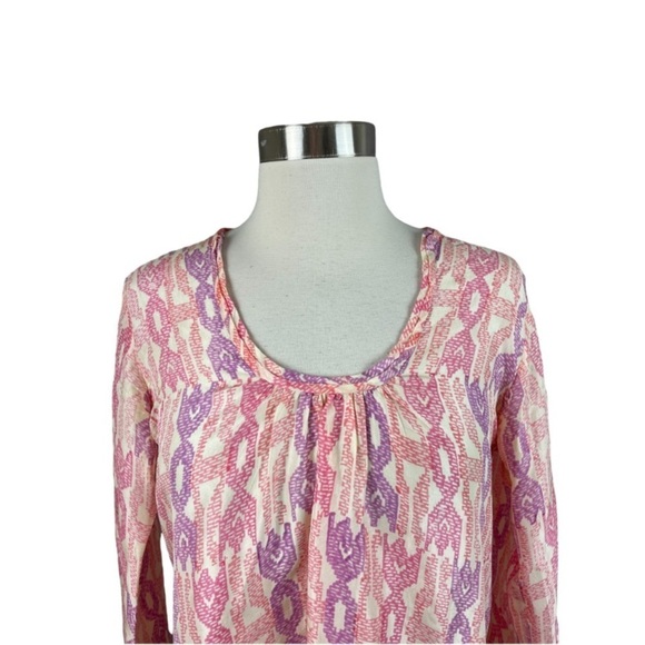 Matta XS Pink Purple Print 100% Silk Blouse classic elegant lightweight - Picture 8 of 12